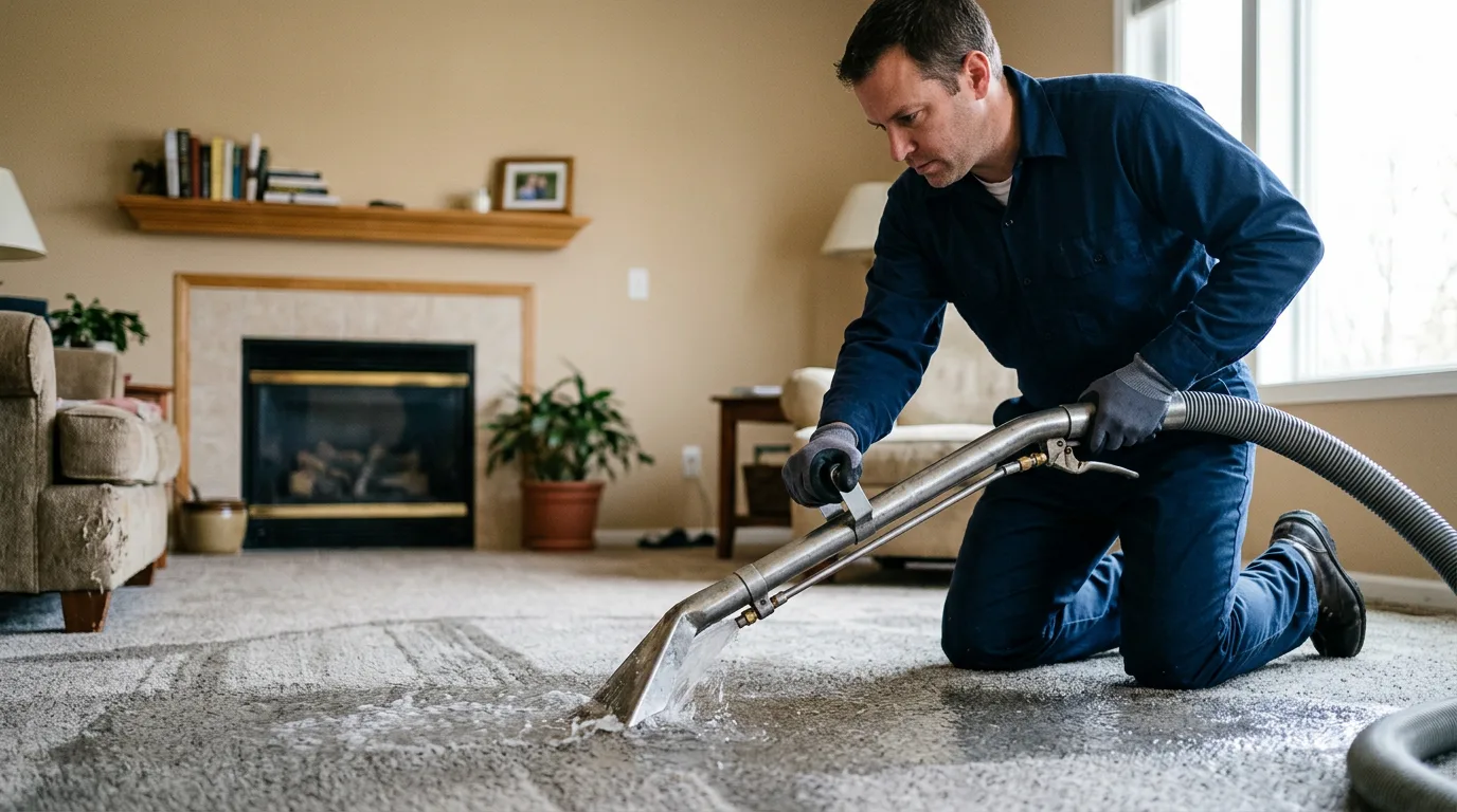 Water damage restoration technician working near Thorp, WI